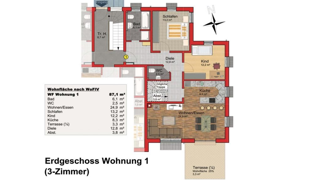 Marktgärten Schnaittach: Grundriss 3-Zimmer-Wohnung